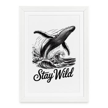Chemise vintage nature Whale Ocean Waves - Affiche encadrée (27 × 37 cm) - blanc - Devant