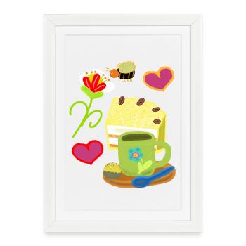 Garden Coffee Break Hobby Gardener Bee Insect - Framed poster (27 × 37 cm) - white - Front