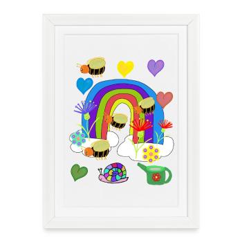 Rainbow Insect Bees Illustration - Framed poster (27 × 37 cm) - white - Front