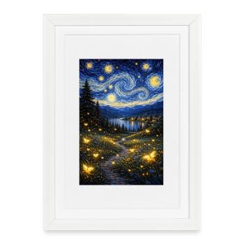 Nuit étoilée de luciole - Affiche encadrée (27 × 37 cm) - blanc - Devant