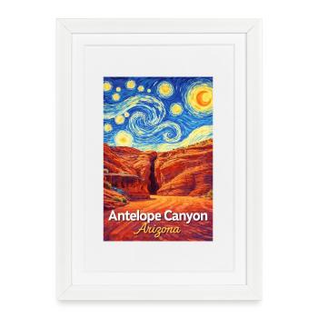 Antelope Canyon, Arizona – Nuit étoilée - Affiche encadrée (27 × 37 cm) - blanc - Devant