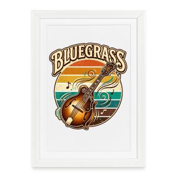 Retro Vintage Bluegrass Music Mandolin - Framed poster (27 × 37 cm) - white - Front