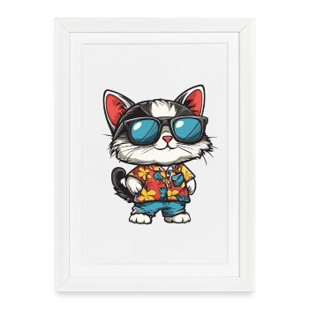Cat Comic Holiday - Framed poster (27 × 37 cm) - white - Front