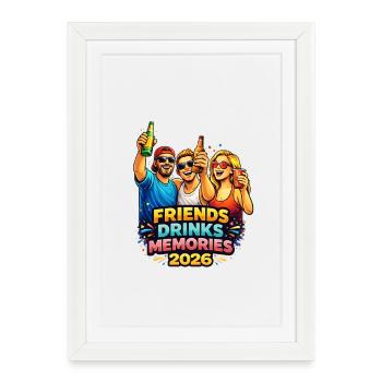 Amis boire des souvenirs 2026 - Affiche encadrée (27 × 37 cm) - blanc - Devant