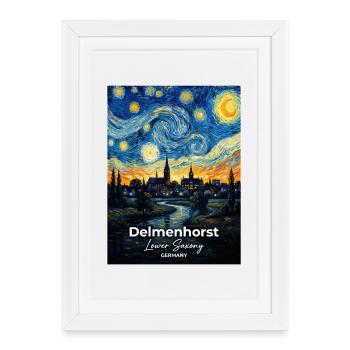 Delmenhorst, Allemagne, Nuit étoilée - Affiche encadrée (27 × 37 cm) - blanc - Devant
