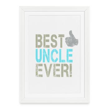 Meilleur oncle pour le design d’oncle avec un pouce levé - Affiche encadrée (27 × 37 cm) - blanc - Devant