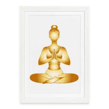 Golden Yoga Woman Meditation Luxury Design - Framed poster (27 × 37 cm) - white - Front