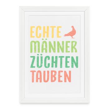 Taubenzüchter Spruch Lustig Taubenflüsterer - Gerahmtes Poster (27 × 37 cm) - Weiß - Vorne