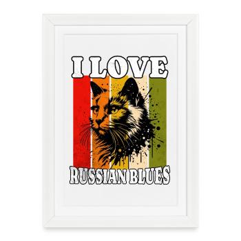 J’adore le bleu russe - Affiche encadrée (27 × 37 cm) - blanc - Devant