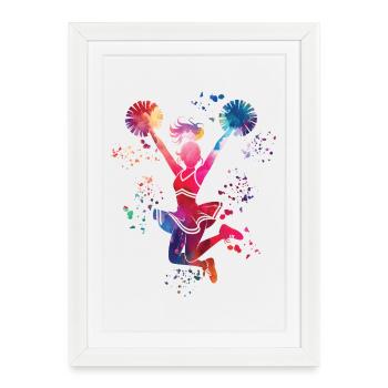 Cheerpom pom girls Mom Cheerleading - Affiche encadrée (27 × 37 cm) - blanc - Devant