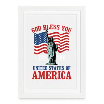Statue patriotique des États-Unis Dragon, design du drapeau de la Liberté - Affiche encadrée (27 × 37 cm) - blanc - Devant