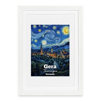 Gera, Thuringe, Allemagne, Nuit étoilée - Affiche encadrée (27 × 37 cm) - blanc - Devant