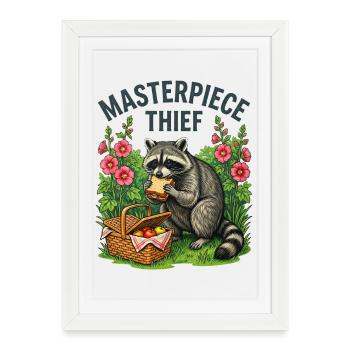 Raccoon Picnic Thief - Framed poster (27 × 37 cm) - white - Front