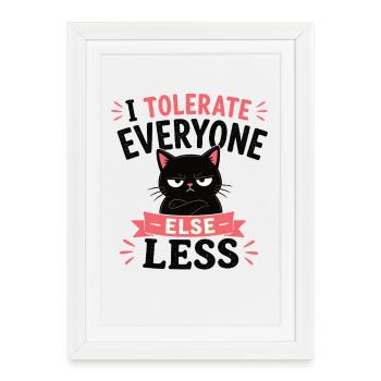 I tolerate people less cat funny shir - Framed poster (27 × 37 cm) - white - Front