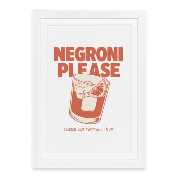 Negroni Please - Retro Cocktail & Happy Hour - Framed poster (27 × 37 cm) - white - Front
