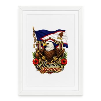Drapeau de l’aigle des Samoa américaines - Affiche encadrée (27 × 37 cm) - blanc - Devant