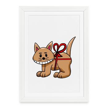 Chat drôle d’anniversaire Enfant chat - Affiche encadrée (27 × 37 cm) - blanc - Devant