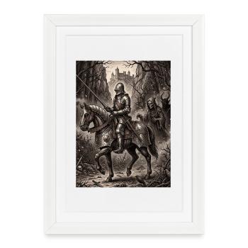 Knight Death and the Devil by Albrecht Dürer - Framed poster (27 × 37 cm) - white - Front
