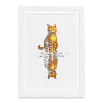 Artiste du chat orange au niveau de l’eau - Affiche encadrée (27 × 37 cm) - blanc - Devant