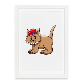 Chat drôle drôle de chat adolescent - Affiche encadrée (27 × 37 cm) - blanc - Devant