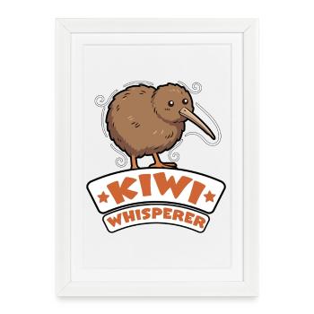 Whisperer de kiwi Oiseau néo-zélandais néo-zélandais - Affiche encadrée (27 × 37 cm) - blanc - Devant