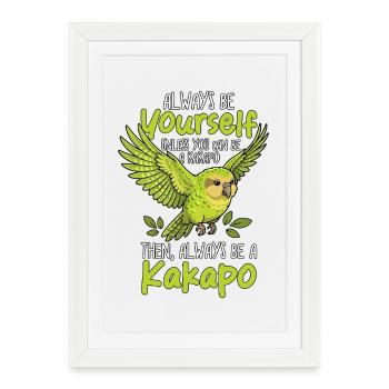 New Zealand Always Be Yourself Kakapo - Framed poster (27 × 37 cm) - white - Front