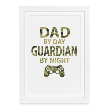 Dad Day Guardian Night Gaming Gamer - Framed poster (27 × 37 cm) - white - Front
