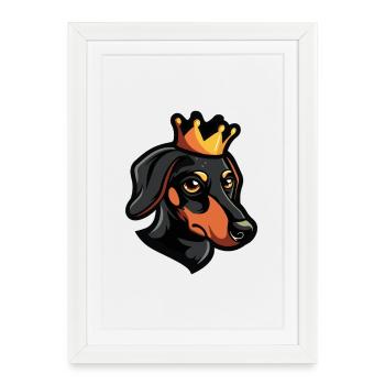 Couronne de teckel Teckel - Affiche encadrée (27 × 37 cm) - blanc - Devant