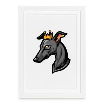 Couronne de chien lévrier - Affiche encadrée (27 × 37 cm) - blanc - Devant