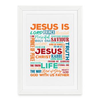 Jesus Names Word Christian Typography Design - Framed poster (27 × 37 cm) - white - Front