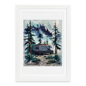 Explore the Unknown Forest Camper - Framed poster (27 × 37 cm) - white - Front