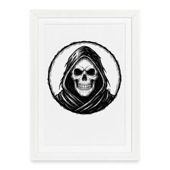 Moto Biker V-Twin Moteur Skull Skull Rocker - Affiche encadrée (27 × 37 cm) - blanc - Devant