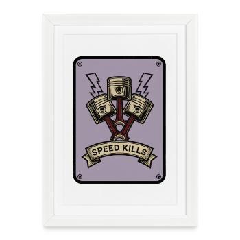 Moto Biker V-Twin Moteur Skull Skull Rocker - Affiche encadrée (27 × 37 cm) - blanc - Devant