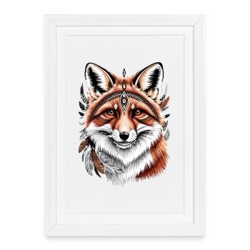Renards Amour Renards Renard Roux Vulpes Petit Renard - Affiche encadrée (27 × 37 cm) - blanc - Devant