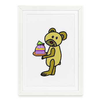 Enfant gâteau Ours en peluche Ours muffin - Affiche encadrée (27 × 37 cm) - blanc - Devant