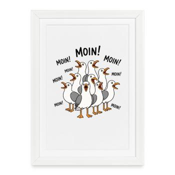 T-shirt humoristique des Mouettes de la mer du Nord - Affiche encadrée (27 × 37 cm) - blanc - Devant