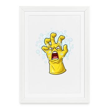 Gantelet Jaune en Colère - Affiche encadrée (27 × 37 cm) - blanc - Devant