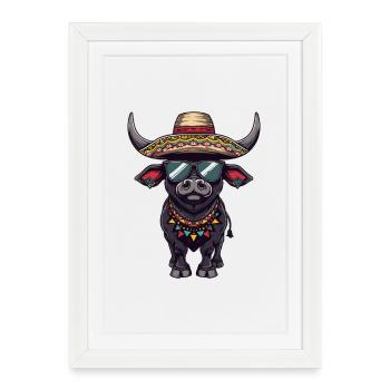 Sombrero drôle de Bull Comic - Affiche encadrée (27 × 37 cm) - blanc - Devant