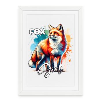 Fille Renard Renard Renard Rouge - Affiche encadrée (27 × 37 cm) - blanc - Devant