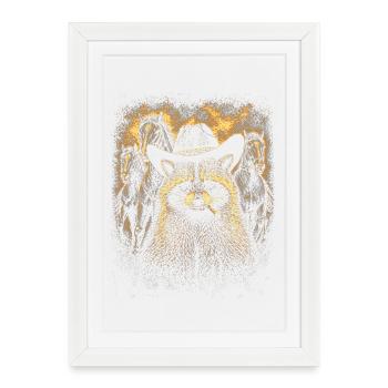 Raccoon in a Western hat - Framed poster (27 × 37 cm) - white - Front