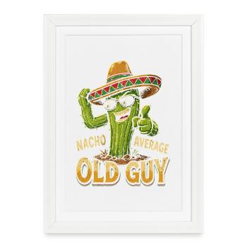 NichtDurchschnittlicher Kaktus Old Guy - Gerahmtes Poster (27 × 37 cm) - Weiß - Vorne