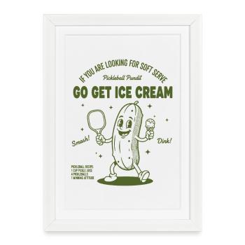 Joueur drôle de pickleball, adore le pickleball, va chercher - Affiche encadrée (27 × 37 cm) - blanc - Devant