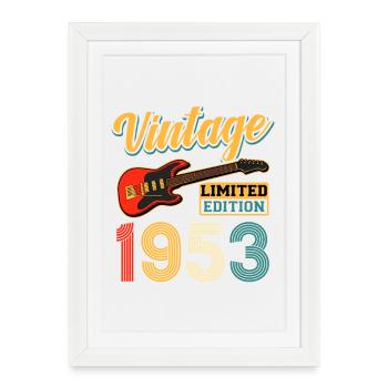 Art vintage 1953 Guitare électrique Édition Limitée - Affiche encadrée (27 × 37 cm) - blanc - Devant