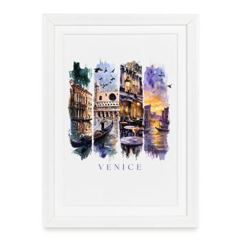 Voyage de vacances à Venise – Cadeau en Italie - Affiche encadrée (27 × 37 cm) - blanc - Devant