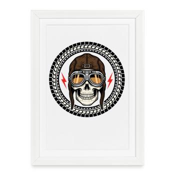 Skull Bicycle VTT VTT Conception de VTT - Affiche encadrée (27 × 37 cm) - blanc - Devant