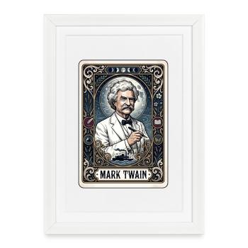Carte de tarot par Mark Twain - Affiche encadrée (27 × 37 cm) - blanc - Devant