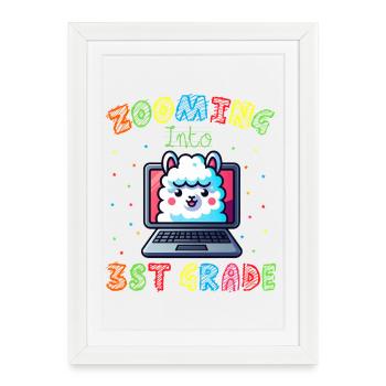 Lama Code Arc-en-Ciel Numérique - Affiche encadrée (27 × 37 cm) - blanc - Devant
