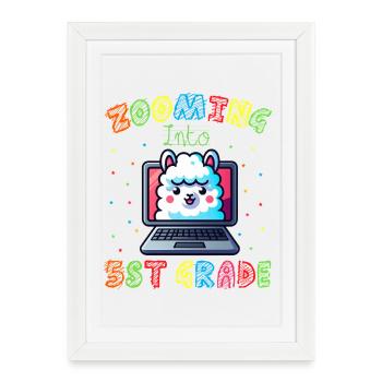 Llama Numérique Arc en Ciel - Affiche encadrée (27 × 37 cm) - blanc - Devant