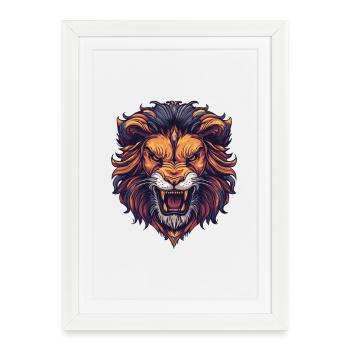 Lion Animal Lion Head - Affiche encadrée (27 × 37 cm) - blanc - Devant
