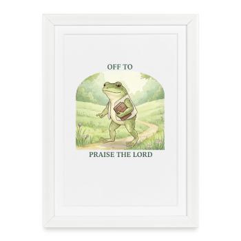 Louer le Seigneur Christ la Grenouille - Affiche encadrée (27 × 37 cm) - blanc - Devant